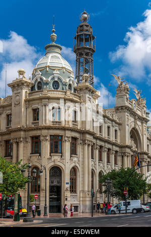 Edificio de Correos y Telegrafos ou bureau de poste central, Plaza del Ayuntamiento, Valencia, Comunidad Valenciana, Espagne Banque D'Images