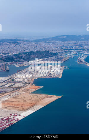 Vue sur Barcelone du bord d'un avion Banque D'Images