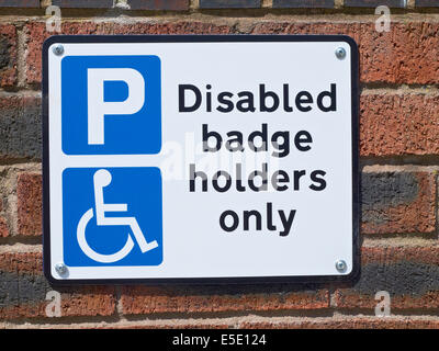Mobilité porte seulement parking sign UK Banque D'Images