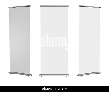 Blank roll-up banner display, isolé avec clipping path Banque D'Images
