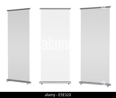 Blank roll-up banner display, isolé avec clipping path Banque D'Images