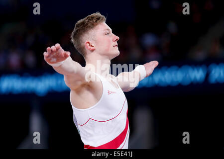 Glasgow, Ecosse. 29 juillet, 2014. Les Jeux du Commonwealth de Glasgow 2014 Jour 6. La gymnastique artistique. Nil Wilson d'Angleterre effectue une voûte au cours de l'équipe de Mens Final. Credit : Action Plus Sport/Alamy Live News Banque D'Images