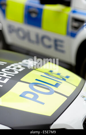 La police du Grand Manchester PSG ANPR interceptor véhicule de police en livrée livrée sur la photo d'un capot de voiture de police BMW de Série 3 w Banque D'Images