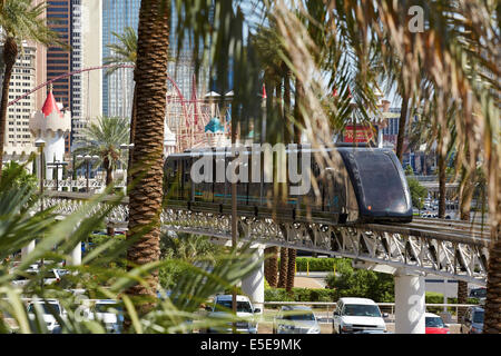 En arrivant sur le monorail de Las Vegas, dans le paradis, NEVADA USA Banque D'Images