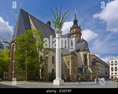 Église Saint Nicolas avec Nikolai colonne de Leipzig, Allemagne Banque D'Images