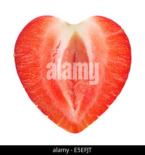 Comme forme de fraise coeur libre isolated on white Banque D'Images
