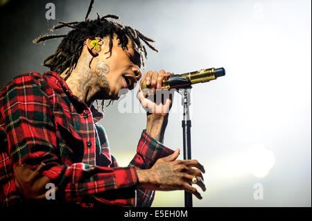 Toronto, Ontario, Canada. 29 juillet, 2014. Perfoems rappeur WIZ Khalifa à l'Amphithéâtre Molson Canadian. Crédit : Igor/Vidyashev ZUMA Wire/Alamy Live News Banque D'Images