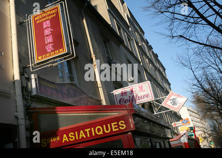 France, paris 13, quartier chinois, restaurants, avenue de choisy, lieux de communication, Banque D'Images