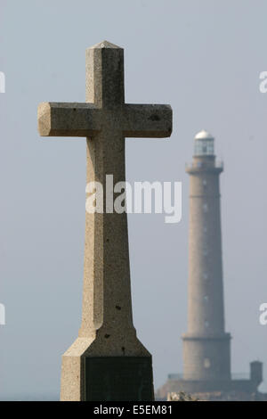 France, Basse Normandie, manche, cotentin, Cap de la haye, goury, phare de goury, croix du vendemiaire, Banque D'Images