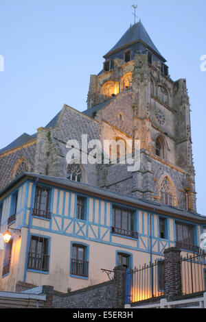 France, Haute-Normandie, cote d'albatre, le rapport, tombee de la nuit, lunettes saint jacques de l'hôtel de calais, Banque D'Images