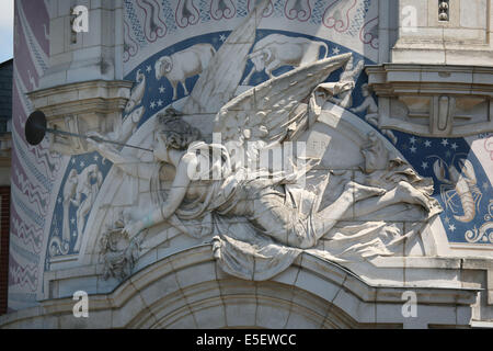 France, Pays de loire, loire atlantique, Nantes, centre-ville, tour lu, lieu unique, architecture patrick bouchain, patrimoine industriel, ancienne biscuiterie, petit lu, décoration sculpte, Banque D'Images