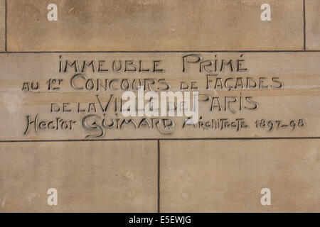 France, paris 16, 14 rue la fontaine, castel beranger, architecte hector guimard, art nouveau, détail façade sur rue, Banque D'Images