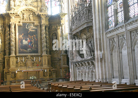 France, Haute-Normandie, seine maritime, rouen, cathédrale notre dame, art goique, chapelle de la vierge et tombeau des cardinaux d'Amboise, sculpture, renaissance, table, Banque D'Images