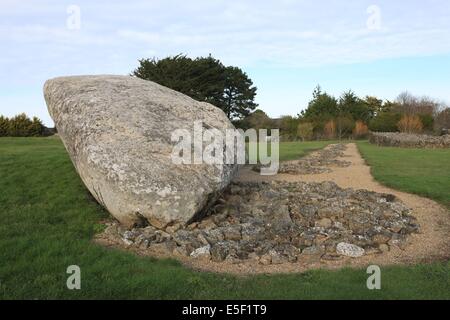 France, Bretagne, morbihan, golfe du morbihan, locmariaquer, site mégalitique, monument historique, préhistoire, le grand menhir grise, Banque D'Images