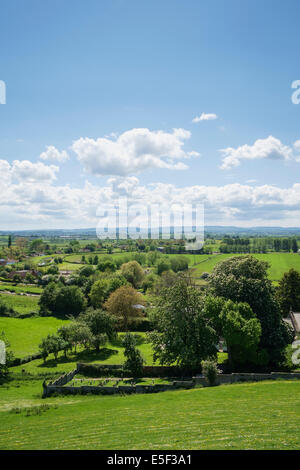 Somerset Levels paysage dans la campagne anglaise, Somerset, England, UK - à Burrowbridge village de printemps Banque D'Images