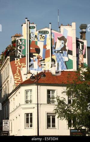 France, paris 14e arrondissement, rue de la gaite, pignon pentier, art mural, Banque D'Images