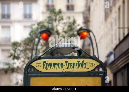 France, ile de france, paris 2 e arrondissement, metro reumur sebastopol, Hector Guimard, Date : 2011-2012 Banque D'Images