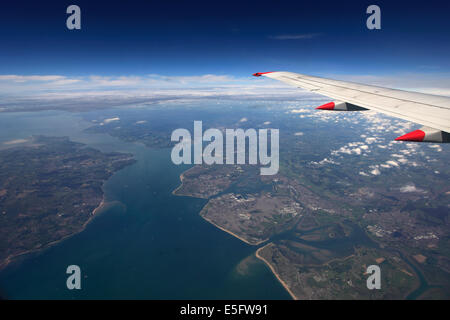 Ariel vue depuis un avion, l'île de Wight, Comté de Hampshire, en Angleterre. Banque D'Images