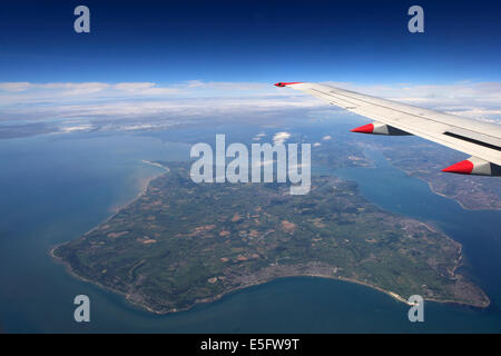 Ariel vue depuis un avion, l'île de Wight, Comté de Hampshire, en Angleterre. Banque D'Images