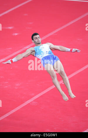 Glasgow, Ecosse. 30 juillet, 2014. Les Jeux du Commonwealth de Glasgow, jour 7 de la voir Hydro, la gymnastique. Concours général hommes finales. Or pour l'Angleterre Max Whitlock avec un total de 90,631. L'argent est allé à l'Ecosse de Daniel Keatings avec une note de 88,298 et de bronze a été décerné à l'Angleterre, Nile Wilson avec un score de 87,965. Credit : Action Plus Sport/Alamy Live News Banque D'Images