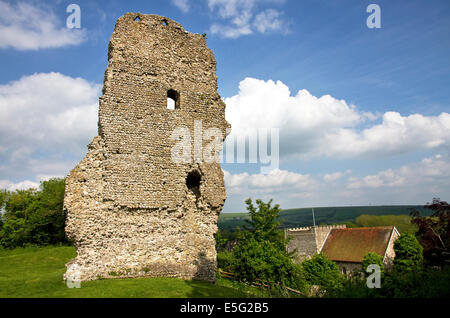 Ruines de Bramber Castle (Norman), Bramber village, West Sussex, Angleterre, Royaume-Uni. Banque D'Images