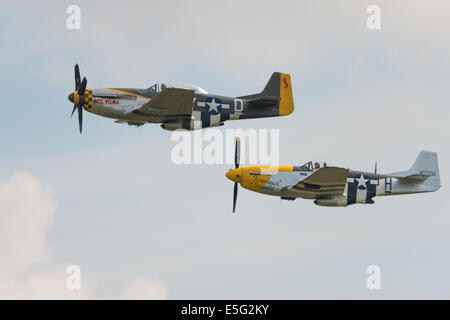 Frankie féroce et Mlle Yelma Mustang P51D Mustang volant à Duxford flying legends airshow 2014 Banque D'Images