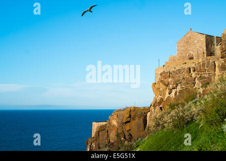 Sant'Antonio Abate dans l'église forteresse de Castelsardo, Sardaigne, Italie Banque D'Images