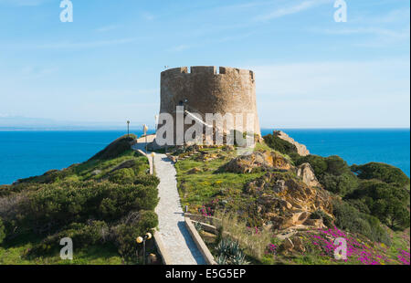 La tour espagnole de Santa Teresa di Gallura, Sardaigne, Italie Banque D'Images