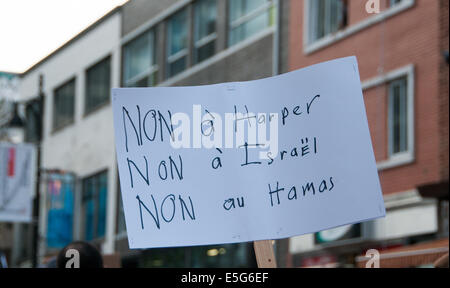 Montréal, Canada. 30 juillet, 2014. Les montréalais ont pris dans les rues pour protester contre le bombardement continue de la bande de Gaza, qui entraîne un nombre croissant de civils palestiniens casulaties. Credit : Megapress/Alamy Live News Banque D'Images