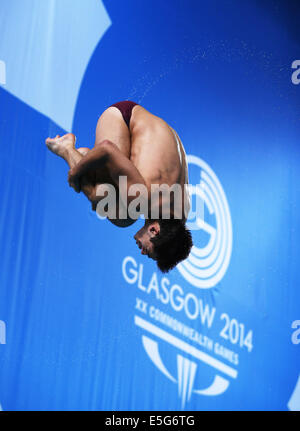 Edinburgh, Ecosse, Royaume-Uni. 30 juillet, 2014. Chris Mears d'Angleterre fait concurrence au cours de la men's 1m finale tremplin de la plongée dans le 2014 Jeux du Commonwealth à Glasgow Royal Commonwealth Pool à Édimbourg, en Écosse, le 30 juillet 2014. Chris Mears a pris la quatrième place. Credit : Han Yan/Xinhua/Alamy Live News Banque D'Images