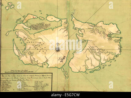 La carte des îles Falkland, ou les îles Malvinas, vers 1700 Banque D'Images