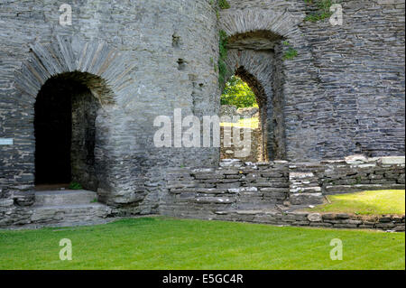 Portes cintrées de Cilgerran Castle, Pembrokeshire, West Wales illustrant circulaire et ogive types Banque D'Images