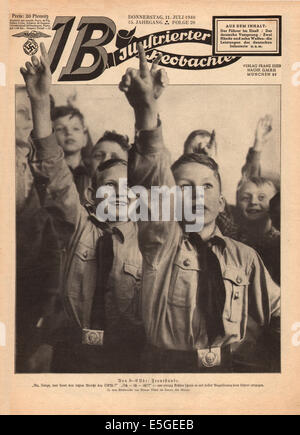 1940 Illustrierte Beobachter front page montrant Hitler Youth boys 'Me-Me-Me" ! Banque D'Images