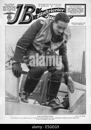 1941 Illustrierte Beobachter front page montrant General-Major generalleutnant Adolf Galland (vue ici comme le lieutenant-colonel) Banque D'Images