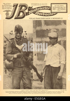 1941 Illustrierte Beobachter front page montrant un soldat Waffen SS en Russie Banque D'Images