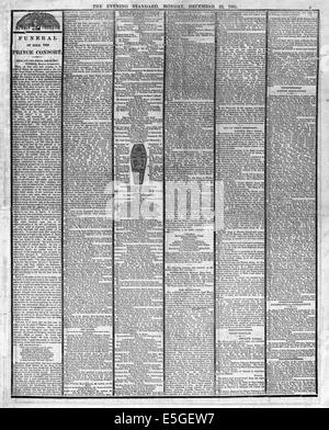 1861 Evening Standard page 5 memorial edition sur les funérailles du Prince Albert Banque D'Images