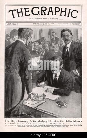 1919 Le magazine graphique rapports page avant la signature du Traité de Versailles Banque D'Images