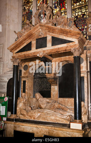 Royaume-uni, Angleterre, dans le Wiltshire, l'abbaye de Bath, tombe de Jane, l'épouse de guerre civile commandant parlementaire Sir William Waller Banque D'Images