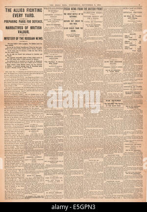 1914 Daily Mail page 5 déclaration renseignements généraux war news Banque D'Images