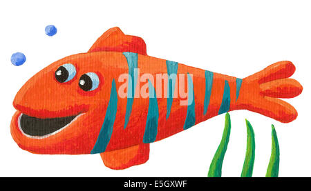 Illustration de l'acrylique drôle de poisson à rayures Banque D'Images