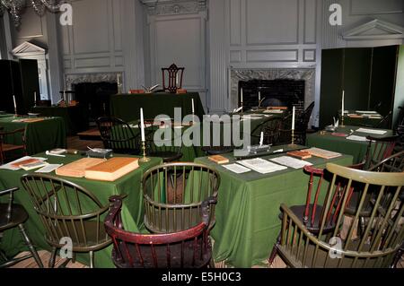 Philadelphie, Pennsylvanie : La magnifique salle d'assemblée à l'intérieur 1732-1756 Independence Hall Banque D'Images