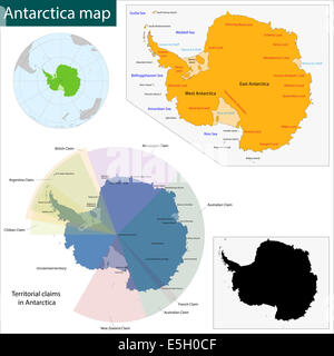 Carte de l’Antarctique Banque D'Images