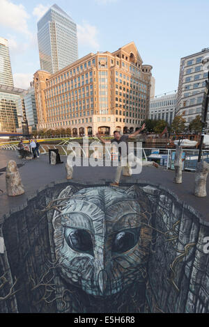 Lancement du film de Blackwood avec illustrations en 3D par Joe Hill à Canary Wharf, Londres. Banque D'Images