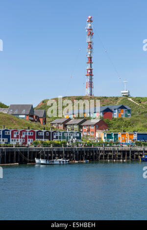 Port et des cabanes de pêche du homard sur l'île de Helgoland, Schleswig-Holstein, Allemagne Banque D'Images