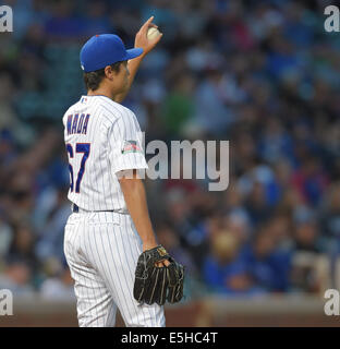 Chicago, USA. 28 juillet, 2014. Tsuyoshi Wada (oursons) MLB Chicago Cubs : Tsuyoshi lanceur partant au cours de l'Ama principal Ligue base-ball match contre les Rockies du Colorado à Wrigley Field de Chicago, USA . © AFLO/Alamy Live News Banque D'Images