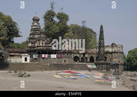 Vishweshwar Mahuli Kashi, temple de Sangam, Satara, Maharashtra, Inde Banque D'Images