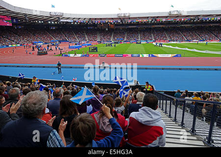 Supporters lors des Jeux du Commonwealth. ParkGlasgow Hampden. UK. 2014 Banque D'Images