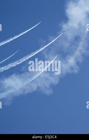 Seattle, Washington, US. 31 juillet, 2014. Blue Angels de la Marine américaine F/A-18 Hornet pratique, Seafair, le lac Washington, Seattle, Washington, le 31 juillet 2014 Crédit : Marilyn Dunstan/Alamy Live News Banque D'Images