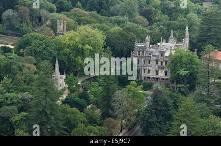 Sintra, Portugal - vue aérienne de Quinta da Regaleira Banque D'Images