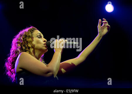 Nuremberg, Allemagne. 01 août, 2014. La chanteuse israélienne Achinoam Nini, connu sous le nom de Noa, effectue au cours de la 39e festival de musique de Bardentreffen à Nuremberg, Allemagne, 01 août 2014. La devise du festival de cette année est la guerre et la paix et le début tombe exactement sur le 100e anniversaire du début de la Première Guerre mondiale. Il se poursuit jusqu'à 03 août. Photo : DANIEL KARMANN/dpa/Alamy Live News Banque D'Images